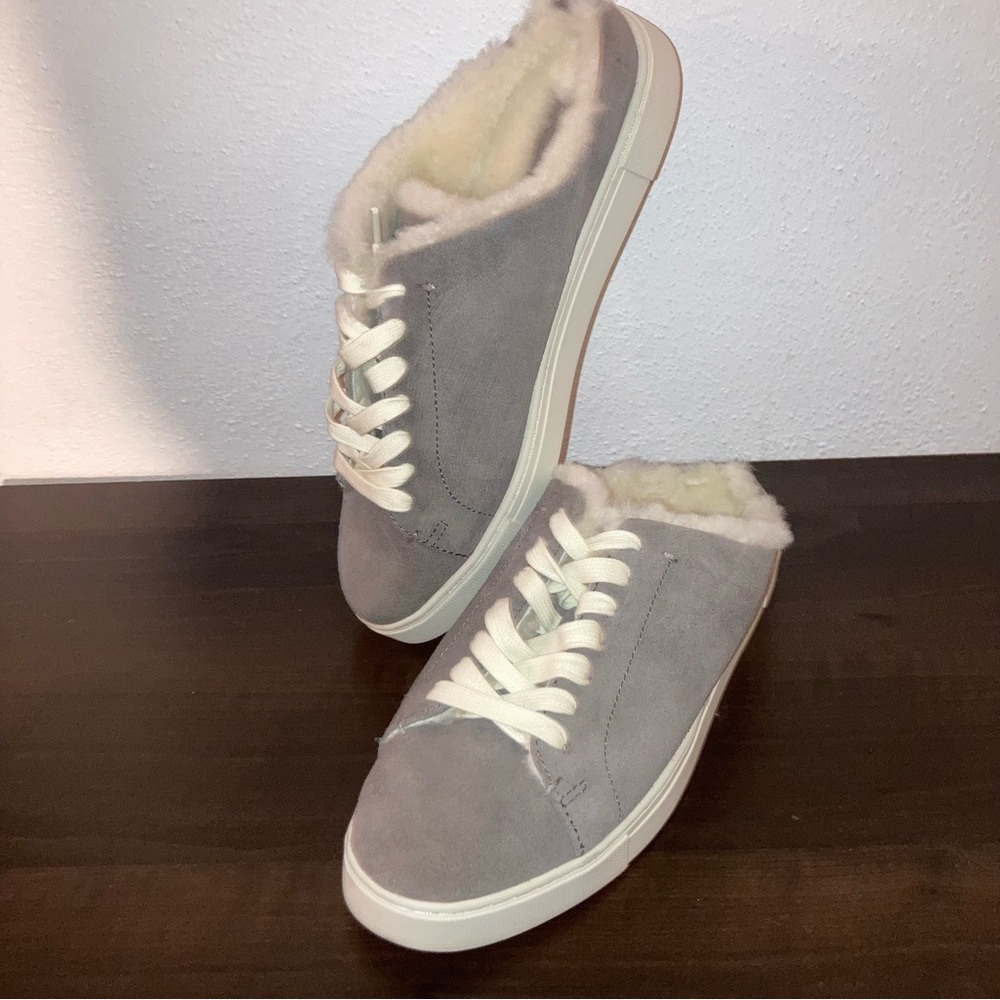 FRYE Ivy Gray Suede Shearling lined mules Sz.8